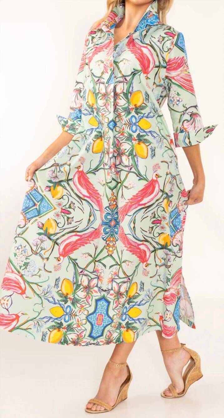 NEW HOUSE OF MBR chinois shirt midi dress in mint
